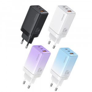 СЗУ Usams US-CC180 65W 3 Ports GaN Sandru series (1USB-A/2C)