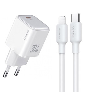 СЗУ Usams US-CC186 PD30W (1USB-C) + кабель Type-C to Lightning