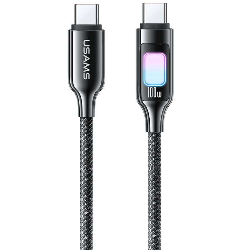 Дата кабель Usams US-SJ750 With Colorful Light TC Ser. Type-C to Type-C 100W (1.2m) (Tarnish)