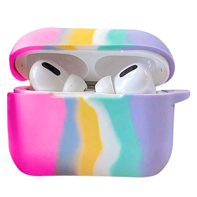 Силіконовий футляр Colorfull для навушників AirPods 3 (Темно-рожевий / блакитний)