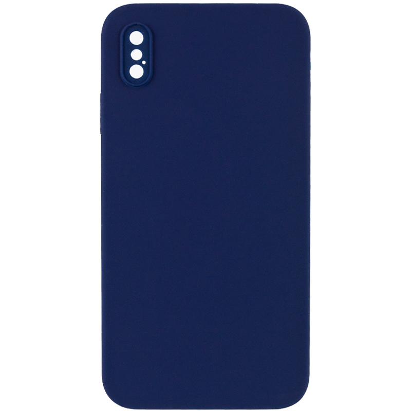 Silicone Case Square Full Camera Protective (AA) NOLOGO для Apple iPhone XS Max (6.5") (Темно-синій / Midnight blue)