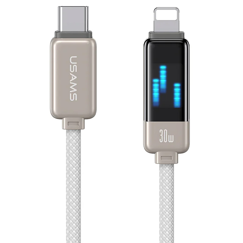 Дата кабель Usams US-SJ743 Meteor Ser. Type-C to Lightning 30W (1.2m) (Titanium)