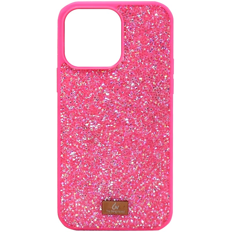 TPU чехол Bling World Rock Diamond для Apple iPhone 15 (6.1") (Ярко-розовый )