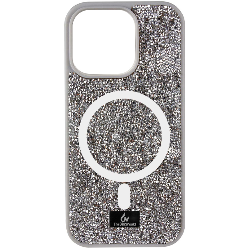 TPU чохол Bling World Rock Diamond with MagSafe для Apple iPhone 15 (6.1") (Grey)