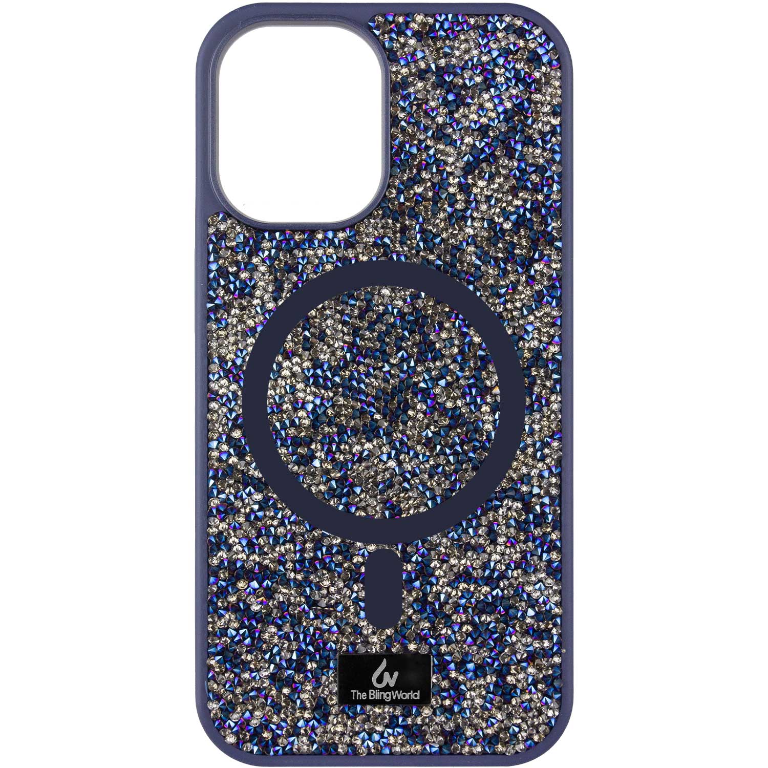 TPU чохол Bling World Rock Diamond with MagSafe для Apple iPhone 15 (6.1") (Navy Blue)