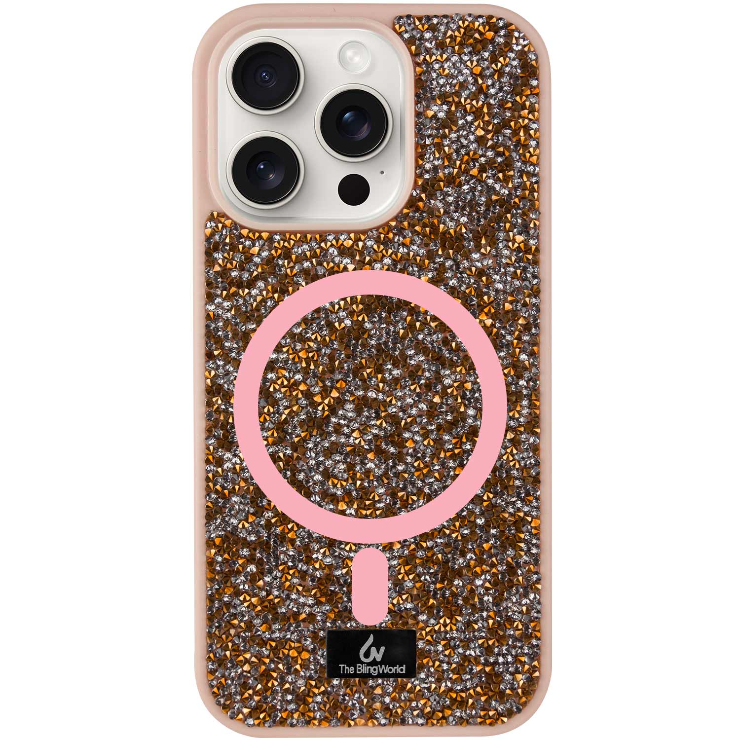 TPU чохол Bling World Rock Diamond with MagSafe для Apple iPhone 15 (6.1") (Rose Gold)