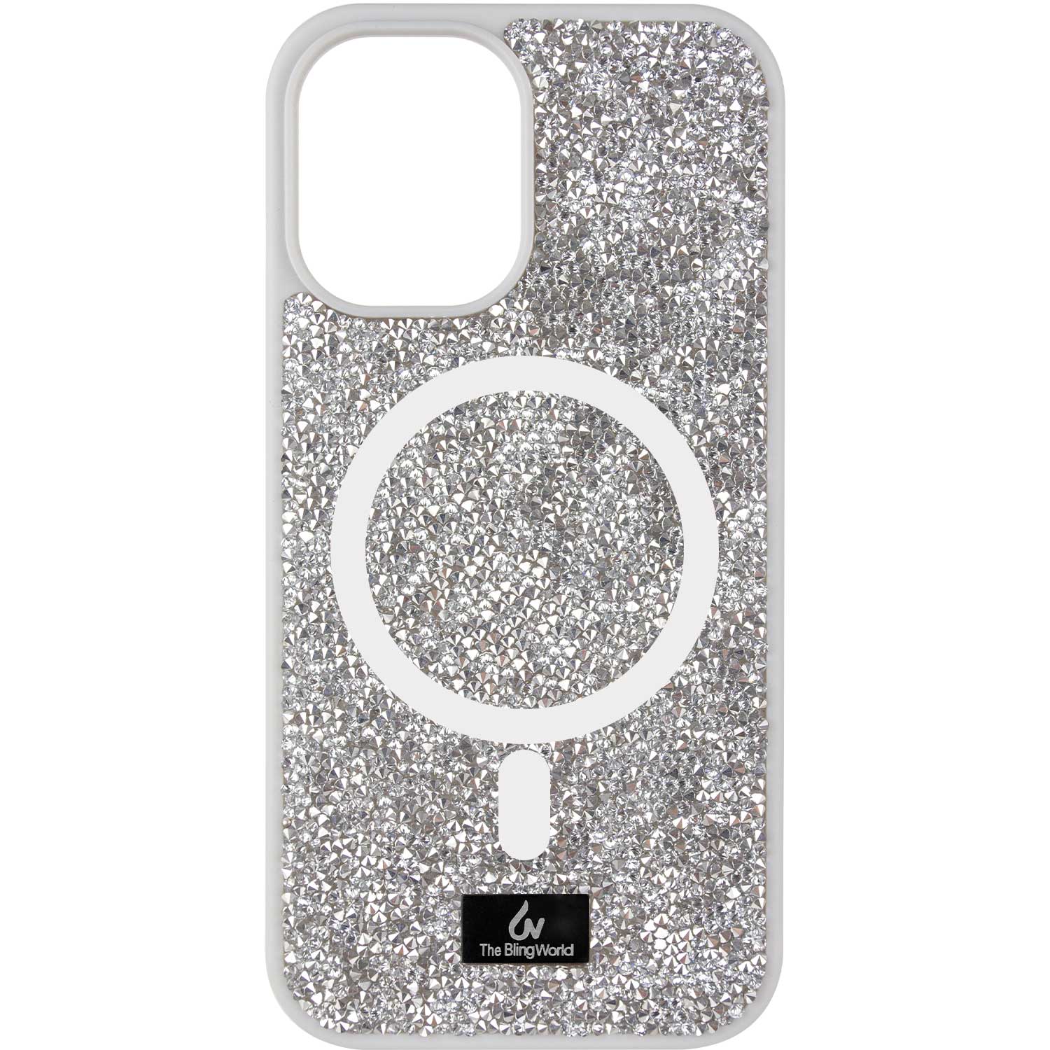 TPU чехол Bling World Rock Diamond with MagSafe для Apple iPhone 15 (6.1") (Silver)