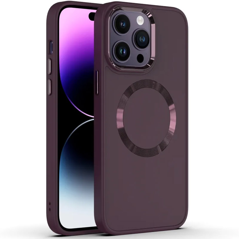 TPU чехол Bonbon Metal Style with MagSafe для Apple iPhone 12 Pro / 12 (6.1") (Бордовый / Plum)