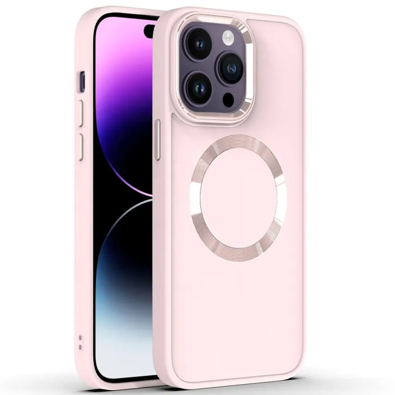 TPU чехол Bonbon Metal Style with MagSafe для Apple iPhone 12 Pro / 12 (6.1") (Розовый / Light Pink)