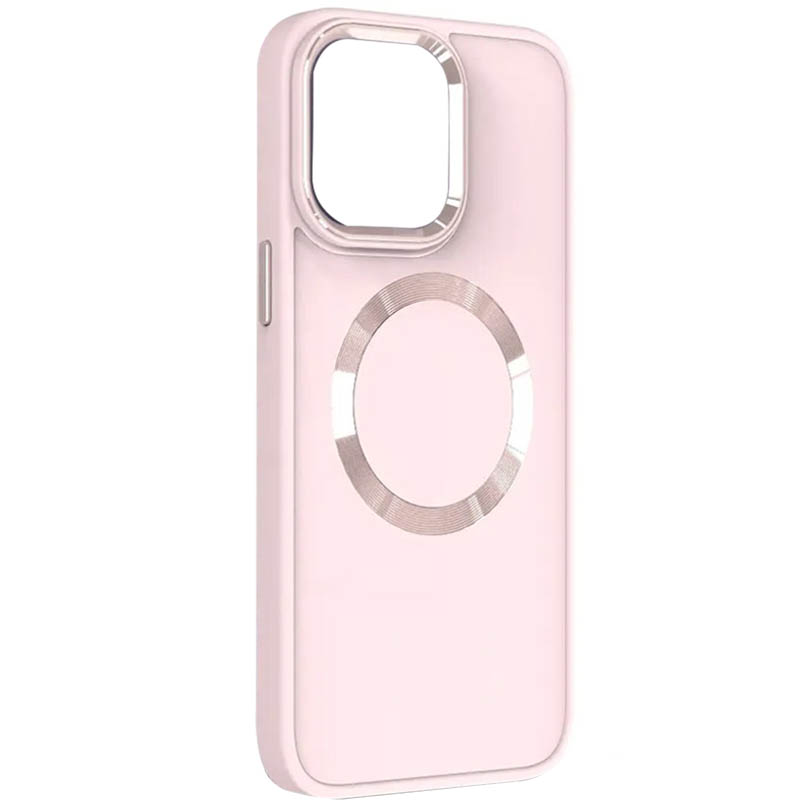 TPU чохол Bonbon Metal Style with MagSafe для Apple iPhone 14 (6.1") (Рожевий / Light Pink)