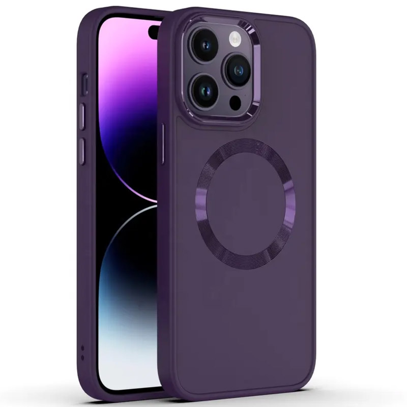 TPU чохол Bonbon Metal Style with MagSafe для Apple iPhone 14 Pro Max (6.7") (Фіолетовий / Dark Purple)