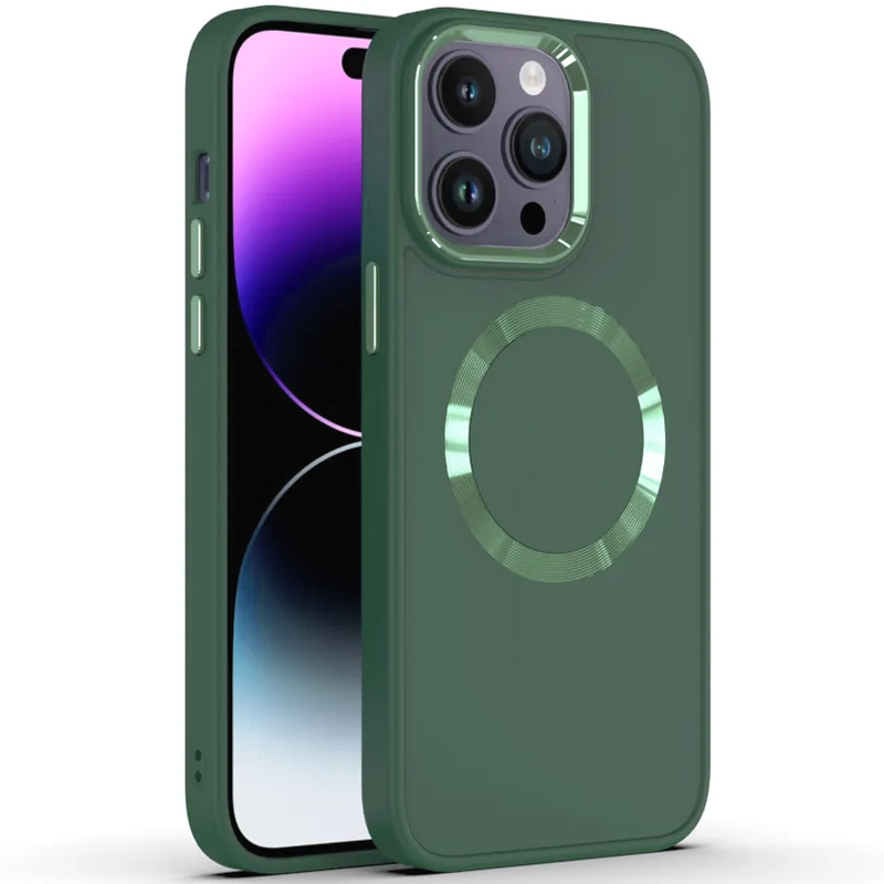 TPU чехол Bonbon Metal Style with MagSafe для Apple iPhone 14 Pro Max (6.7") (Зеленый / Pine green)