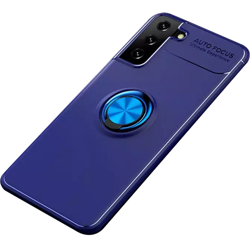 TPU чехол Deen ColorRing под магнитный держатель (opp) для Samsung Galaxy S21 (Синий / Синий)