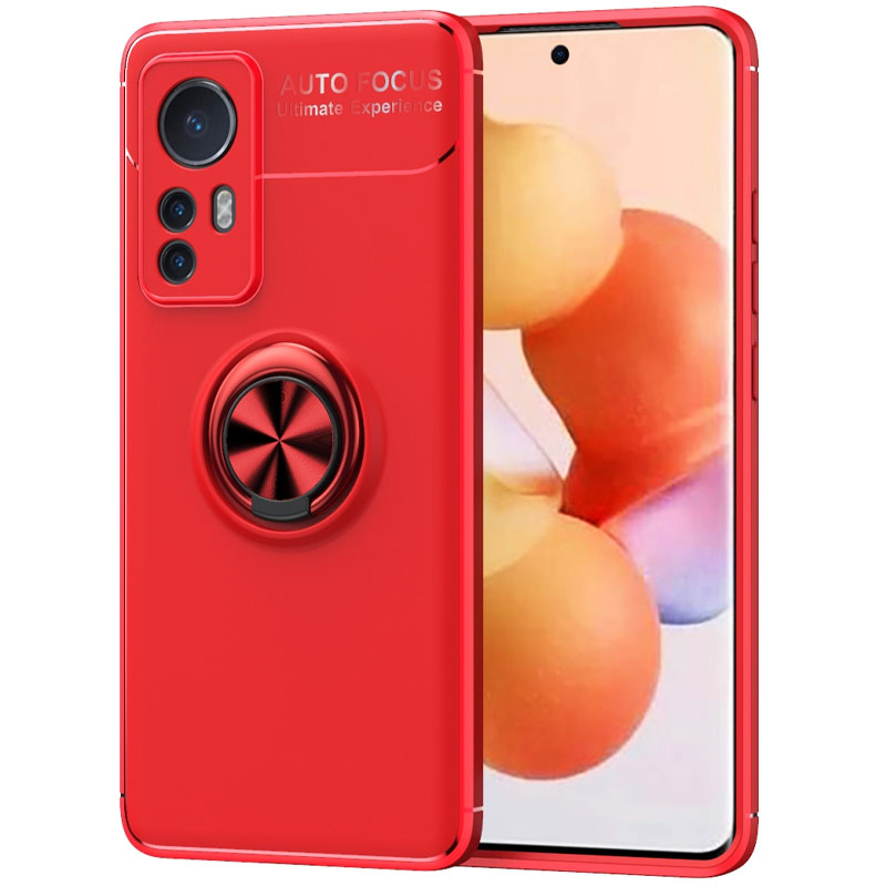 TPU чохол Deen ColorRing під магнітний тримач (opp) для Xiaomi 12T (Червоний / червоний)