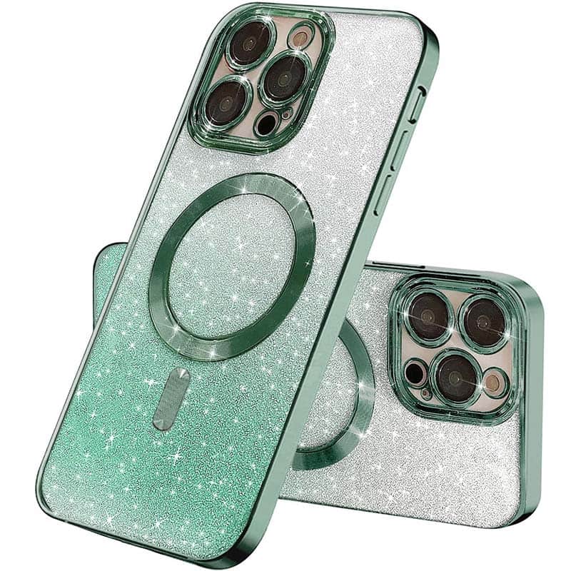 TPU чехол Delight case with MagSafe с защитными линзами на камеру для Apple iPhone 12 Pro Max (6.7") (Зеленый / Green)