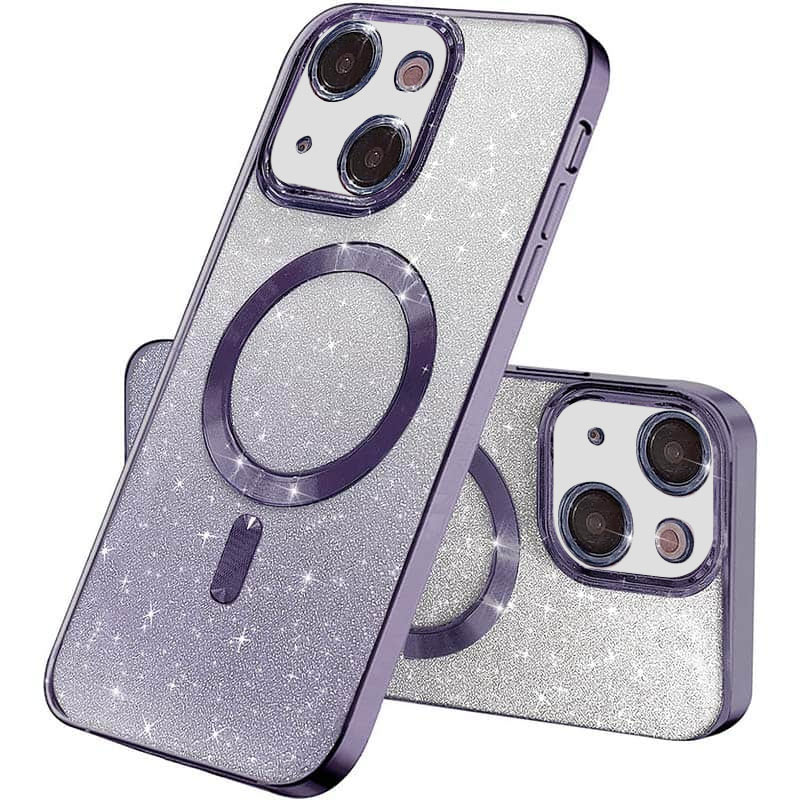TPU чехол Delight case with MagSafe с защитными линзами на камеру для Apple iPhone 13 (6.1") (Фиолетовый / Deep Purple)