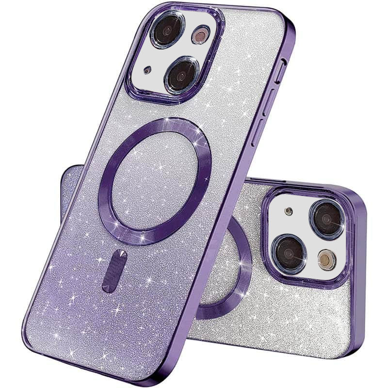 TPU чехол Delight case with MagSafe с защитными линзами на камеру для Apple iPhone 13 (6.1") (Фиолетовый / Purple)