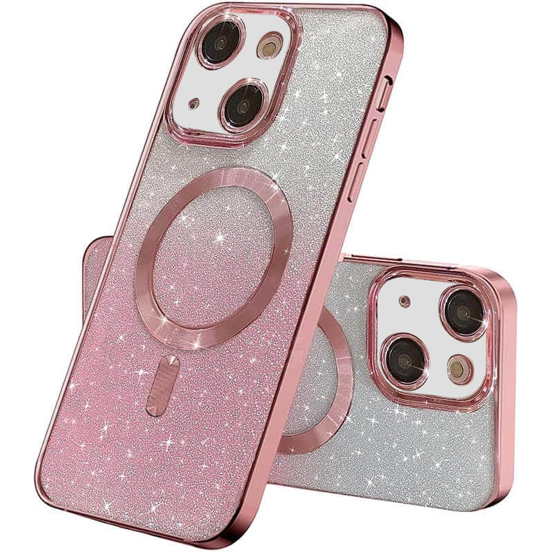 TPU чехол Delight case with MagSafe с защитными линзами на камеру для Apple iPhone 13 (6.1") (Розовый / Rose Gold)