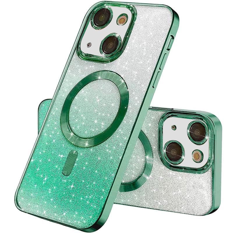TPU чехол Delight case with MagSafe с защитными линзами на камеру для Apple iPhone 13 (6.1") (Зеленый / Emerald)