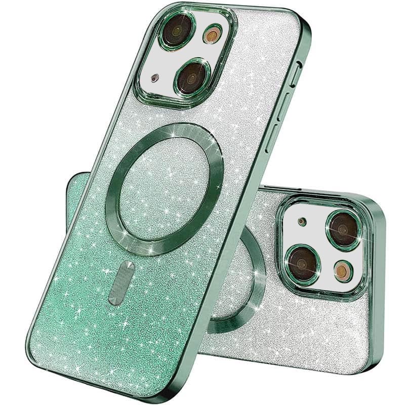 TPU чехол Delight case with MagSafe с защитными линзами на камеру для Apple iPhone 13 (6.1") (Зеленый / Green)