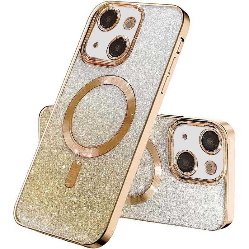 TPU чехол Delight case with MagSafe с защитными линзами на камеру для Apple iPhone 13 (6.1") (Золотой / Gold)