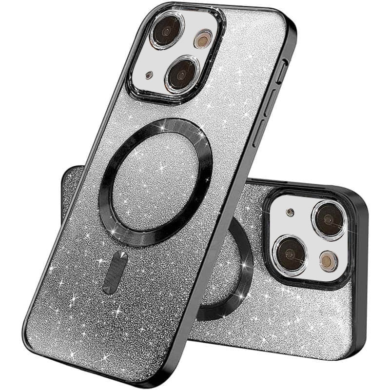 TPU чехол Delight case with MagSafe с защитными линзами на камеру для Apple iPhone 15 (6.1") (Черный / Black)
