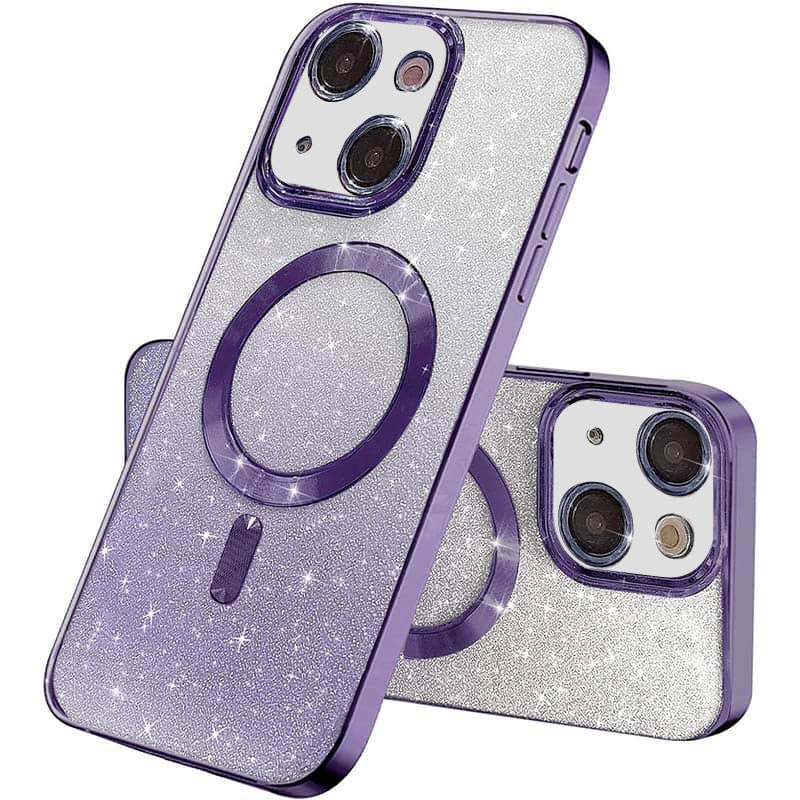 TPU чехол Delight case with MagSafe с защитными линзами на камеру для Apple iPhone 15 (6.1") (Фиолетовый / Purple)