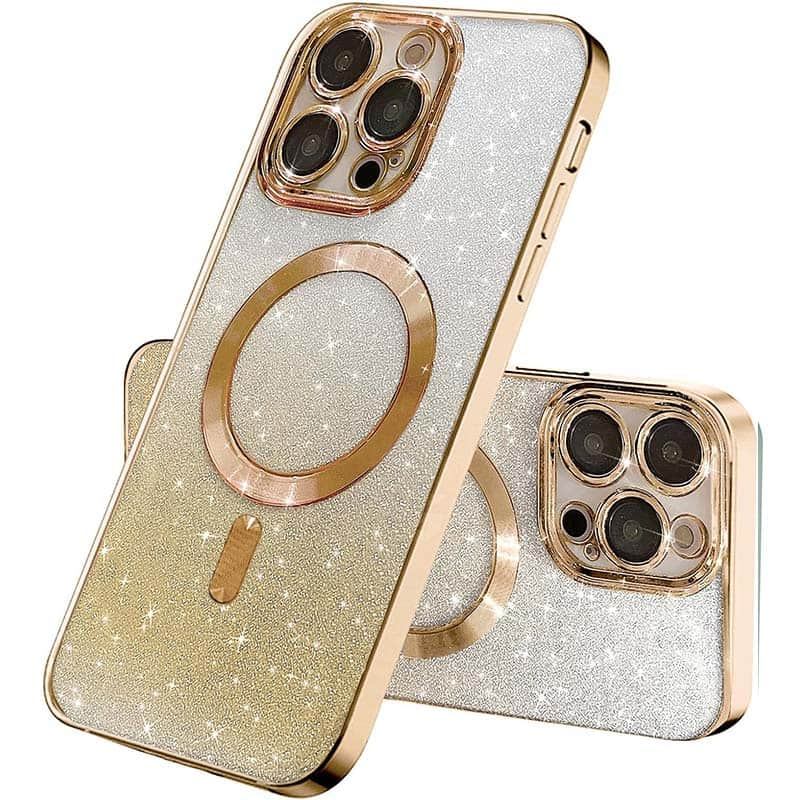 TPU чехол Delight case with MagSafe с защитными линзами на камеру для Apple iPhone 15 Pro Max (6.7") (Золотой / Gold)