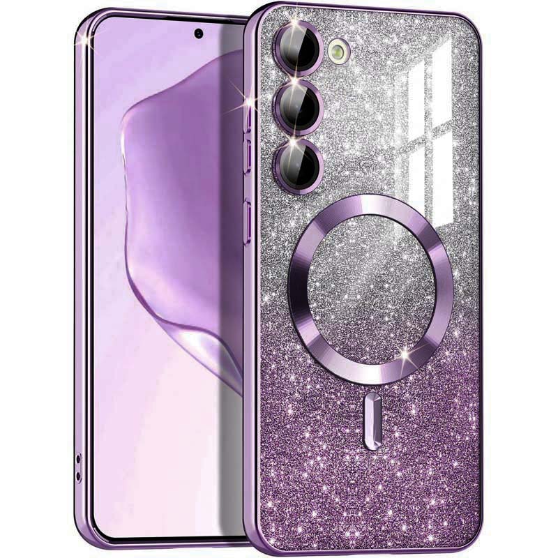 TPU чехол Delight case with MagSafe с защитными линзами на камеру для Samsung Galaxy S21 FE (Фиолетовый / Deep Purple)