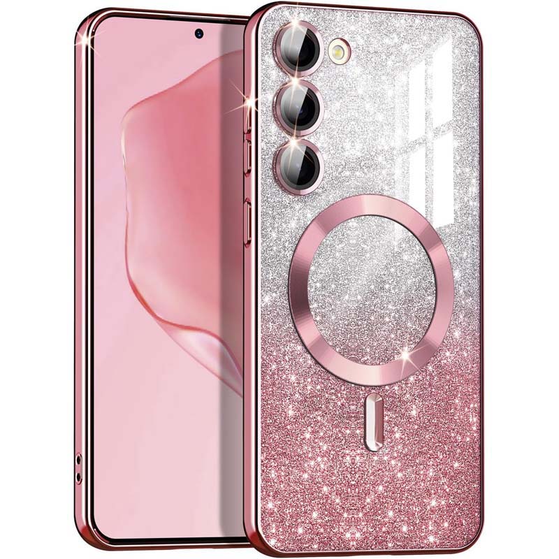 TPU чехол Delight case with MagSafe с защитными линзами на камеру для Samsung Galaxy S21 (Розовый / Rose Gold)