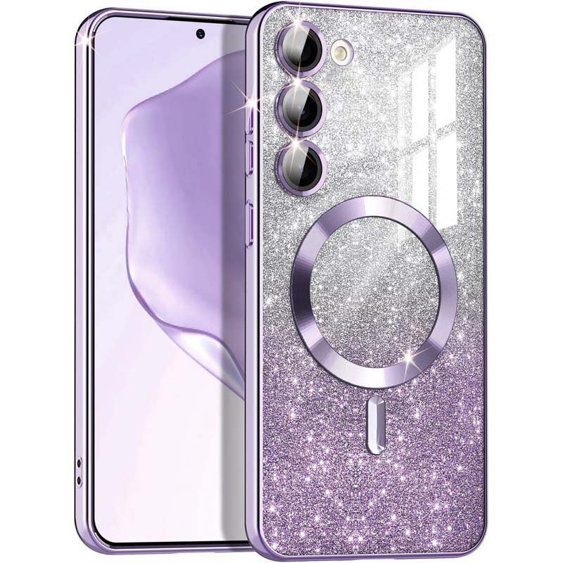 TPU чехол Delight case with MagSafe с защитными линзами на камеру для Samsung Galaxy S23+ (Фиолетовый / Purple)