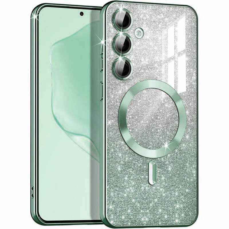 TPU чохол Delight case with MagSafe з захисними лінзами на камеру для Samsung Galaxy S24 (Зелений / Green)
