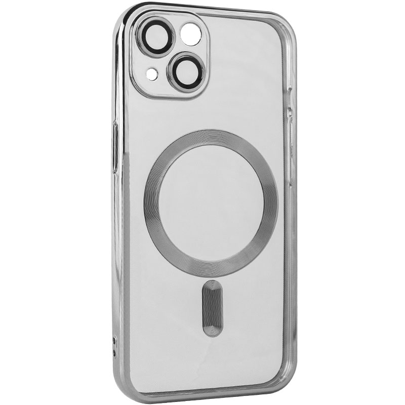 TPU чехол Fibra Chrome with MagSafe для Apple iPhone 13 (6.1") (Silver)