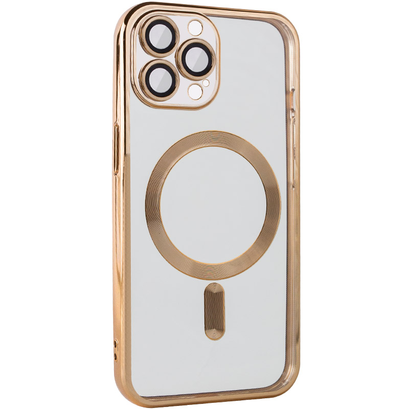 TPU чехол Fibra Chrome with MagSafe для Apple iPhone 13 Pro Max (6.7") (Gold)