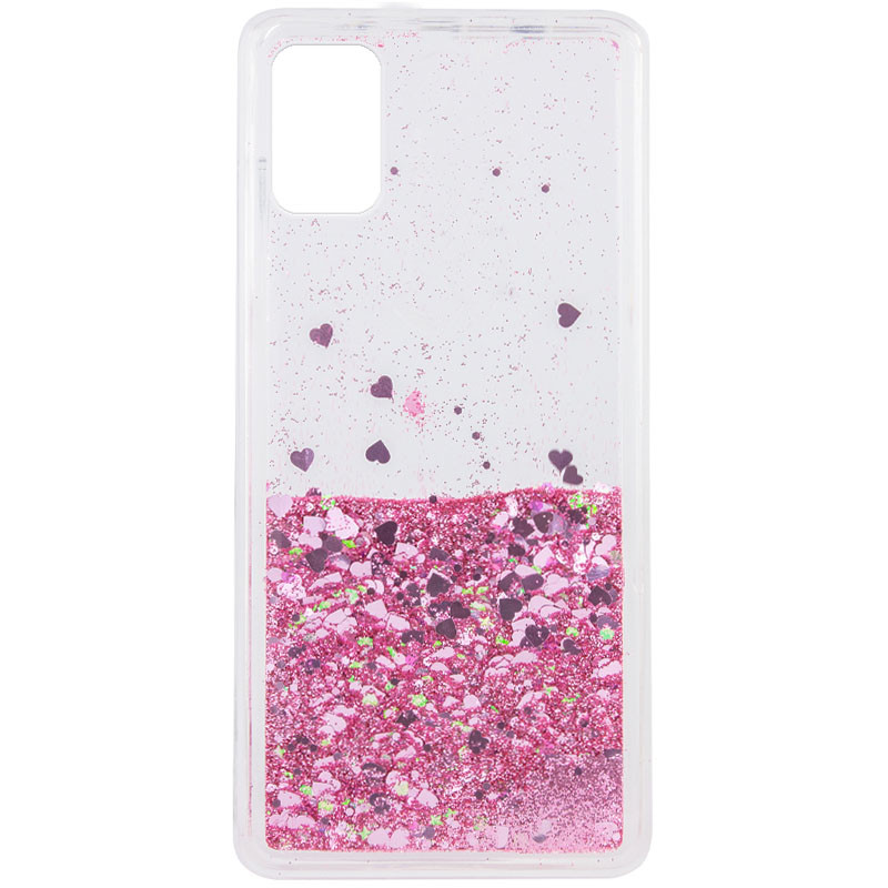 TPU чехол Liquid hearts для Samsung Galaxy M51 (Розовый)