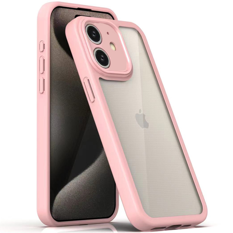 TPU чехол Transparent + Colour 1,5mm для Apple iPhone 12 (6.1") (Pink)