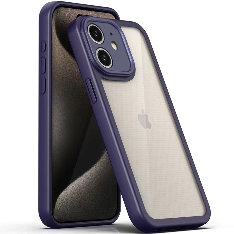 TPU чехол Transparent + Colour 1,5mm для Apple iPhone 12 (6.1") (Purple)