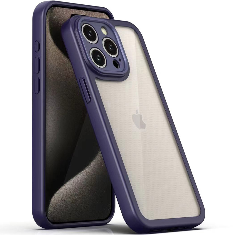 TPU чехол Transparent + Colour 1,5mm для Apple iPhone 12 Pro (6.1") (Purple)
