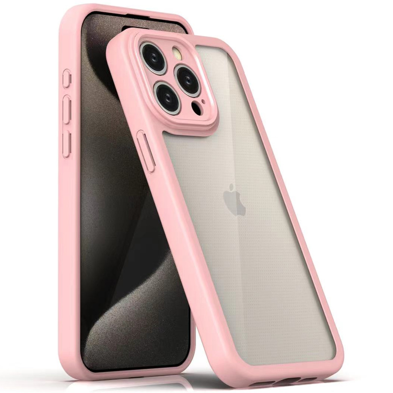 TPU чохол Transparent + Colour 1,5mm для Apple iPhone 12 Pro Max (Pink)
