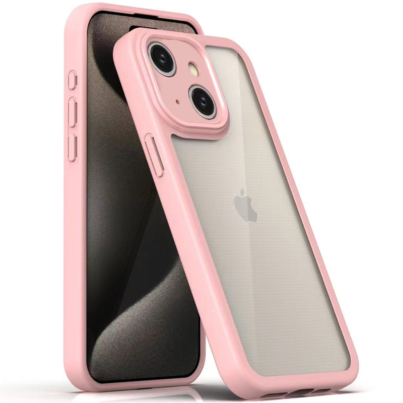 TPU чохол Transparent + Colour 1,5mm для Apple iPhone 15 (6.1") (Pink)