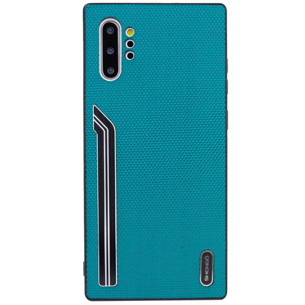 TPU чехол SHENGO Textile series для Samsung Galaxy Note 10 Plus (Зеленый)