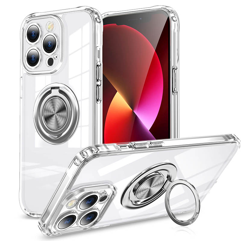 TPU+PC чохол Kickstand для Apple iPhone 13 Pro Max (6.7") (Срібний)