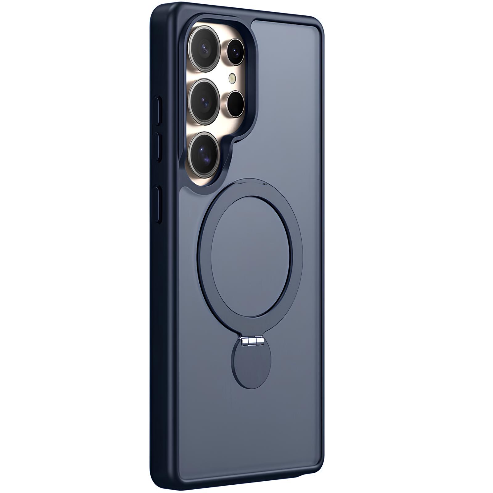 TPU+PC чохол MagSafe Colorful HQ Ring для Samsung Galaxy S24 Ultra (Dark Blue)