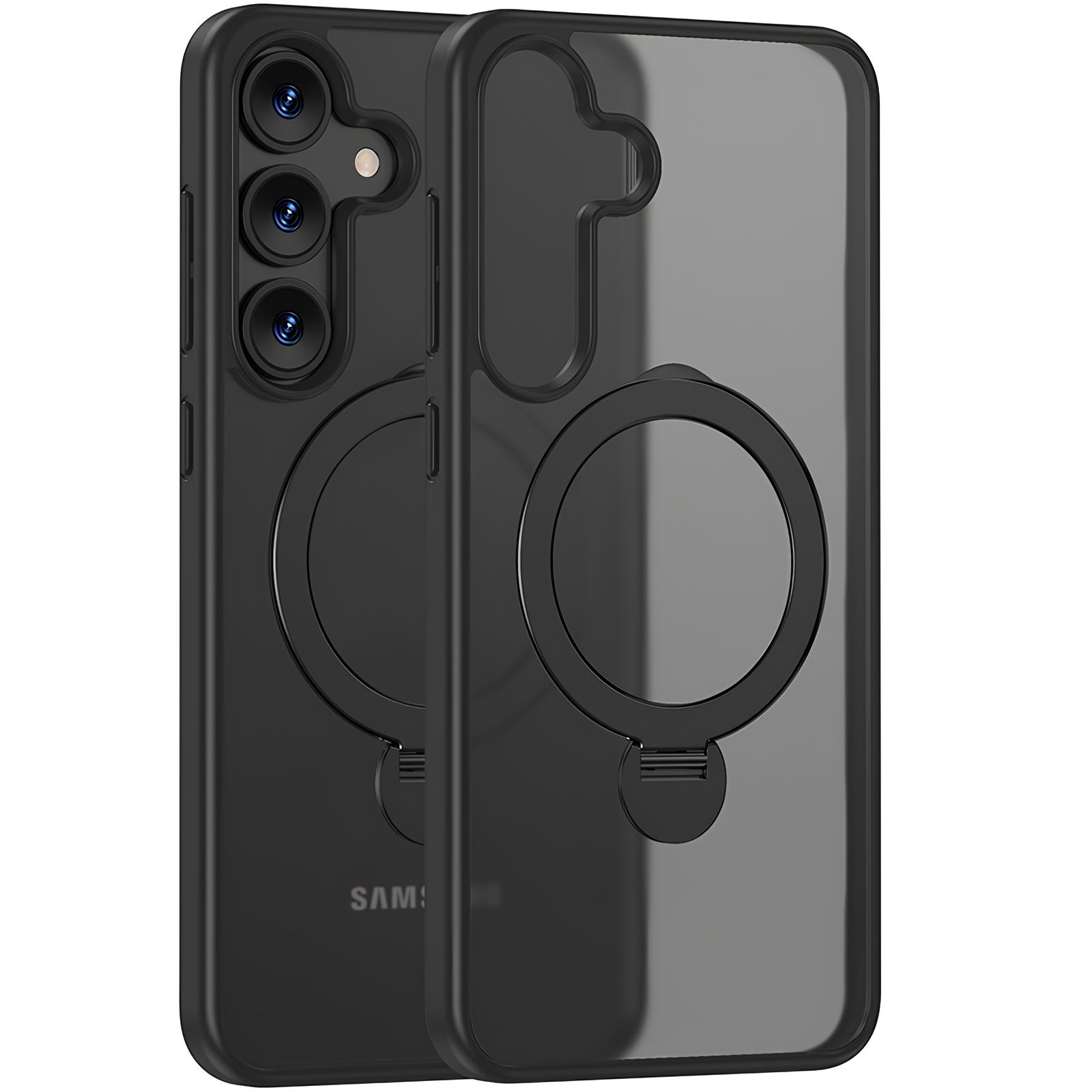 TPU+PC чехол MagSafe Colorful HQ Ring для Samsung Galaxy S24 (Black)