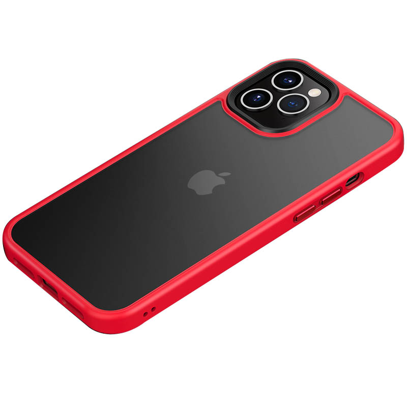 TPU+PC чехол Metal Buttons для Apple iPhone 12 Pro / 12 (6.1") (Красный)