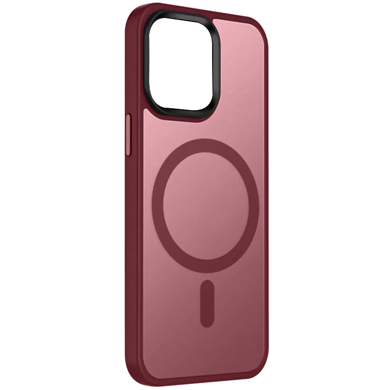 TPU+PC чохол Metal Buttons with MagSafe Colorful для Apple iPhone 15 (6.1") (Бордовий)