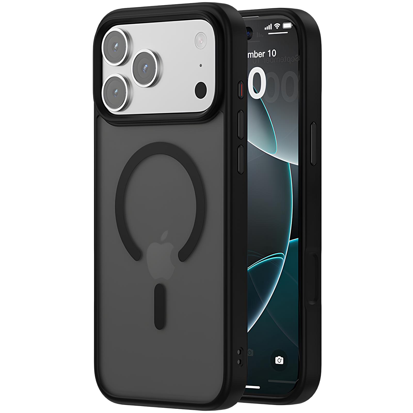 TPU+PC чехол Metal Buttons with MagSafe Colorful для Apple iPhone 17 Air (6.5") (Черный / Black)