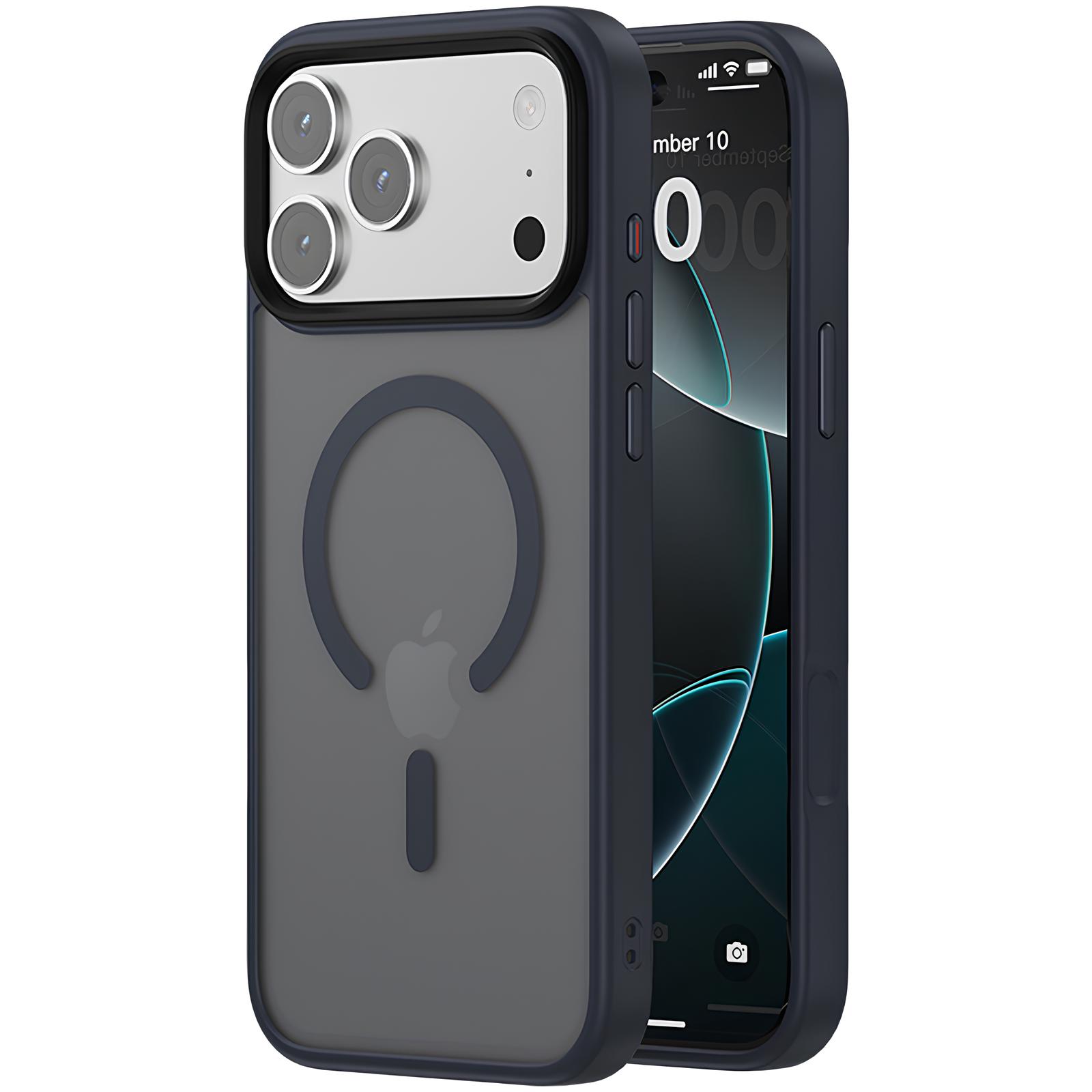 TPU+PC чехол Metal Buttons with MagSafe Colorful для Apple iPhone 17 Air (6.5") (Синий / Navy Blue)