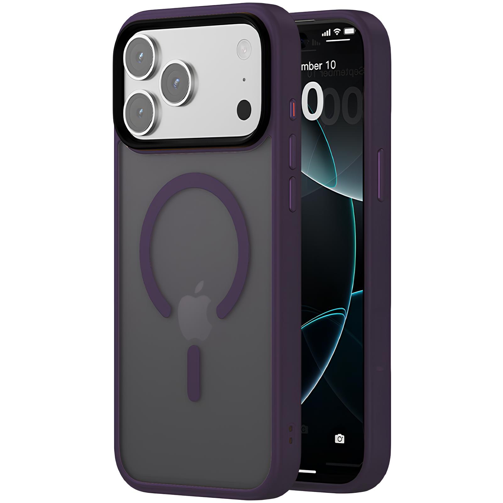 TPU+PC чехол Metal Buttons with MagSafe Colorful для Apple iPhone 17 Air (6.5") (Темно-фиолетовый / Dark Purple)