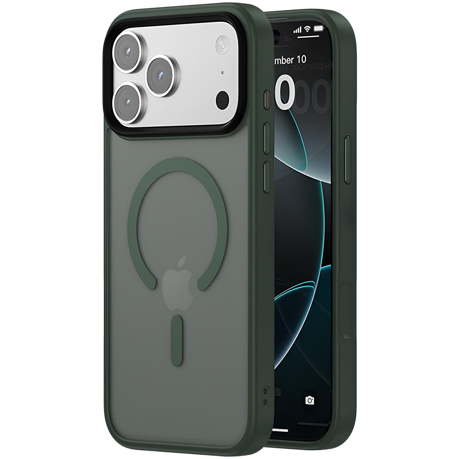 TPU+PC чехол Metal Buttons with MagSafe Colorful для Apple iPhone 17 Air (6.5") (Зеленый / Dark Green)